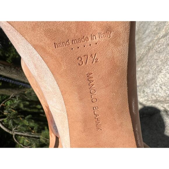 Manolo Blahnik Nude Suede Heels - Picture 10 of 14